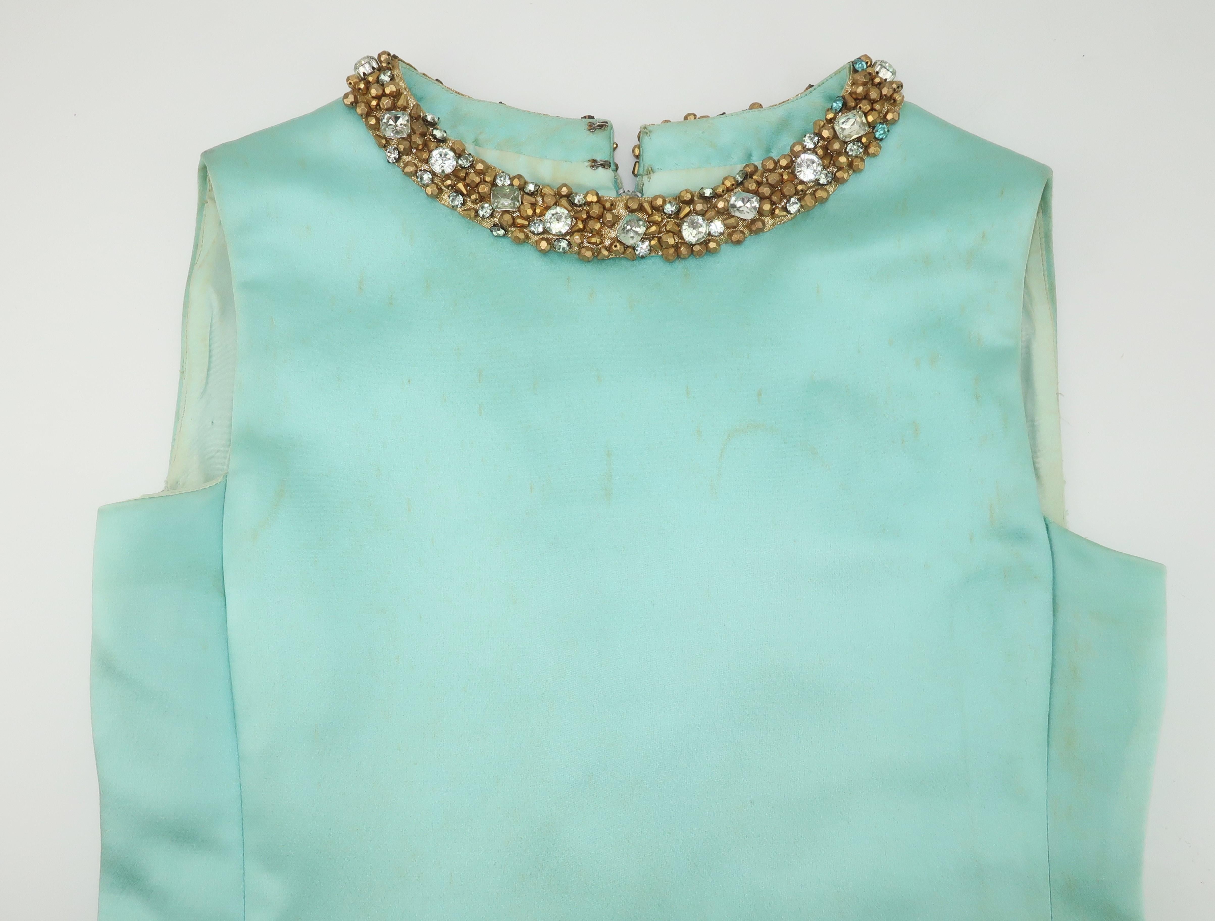 Princess Irene Galitzine Mint Green & Gold Beaded Evening Dress, 1960's 8