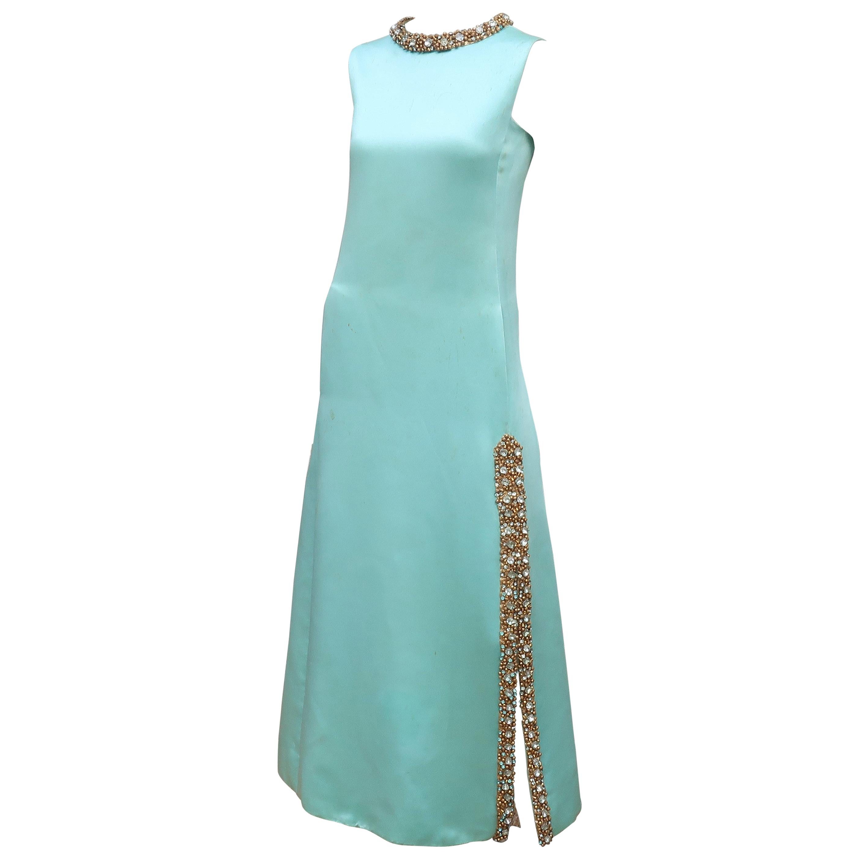 mint green and gold dress