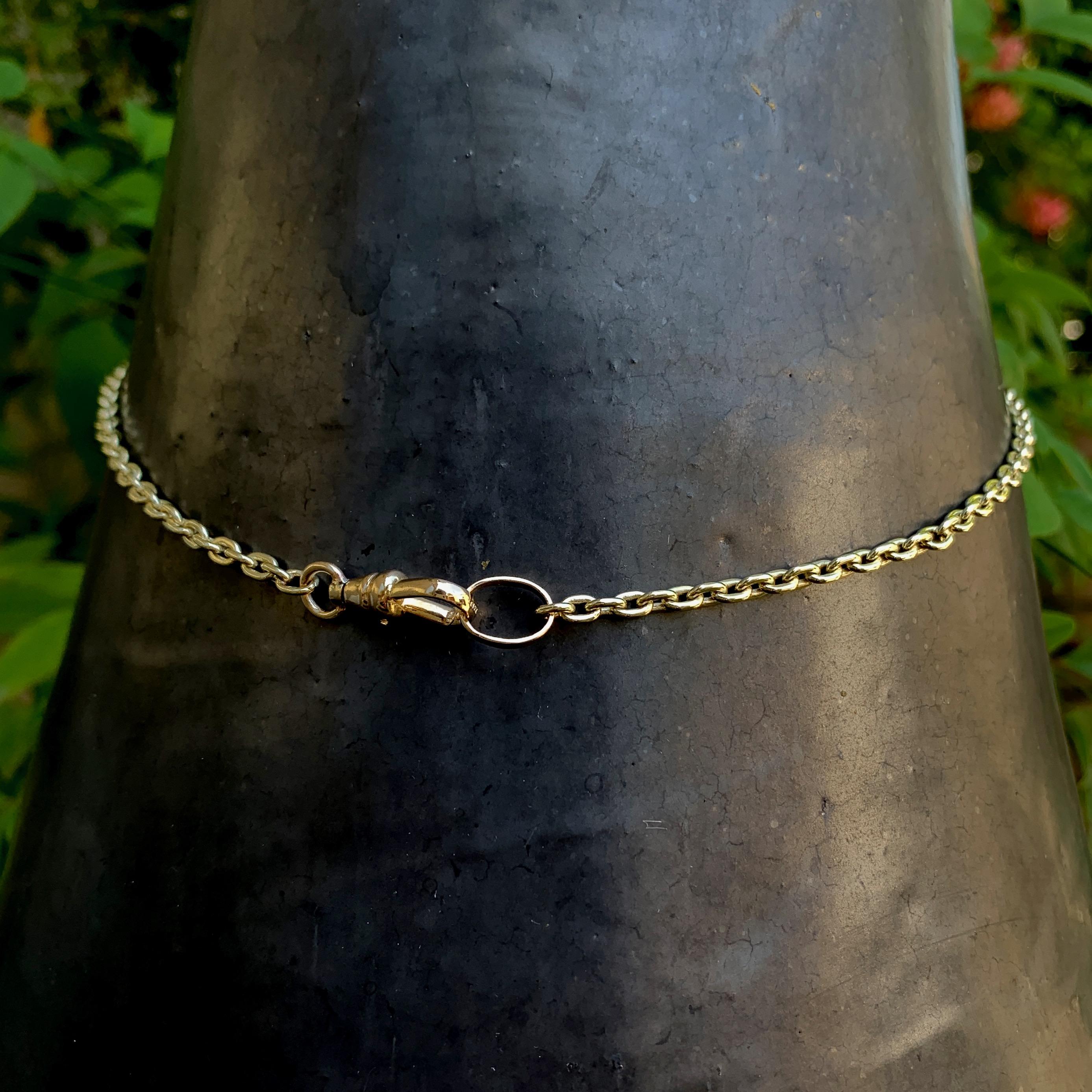 Women's or Men's Princess Length Cable or Rolo Chain in Yellow Gold with Rose Gold Swivel Clasp