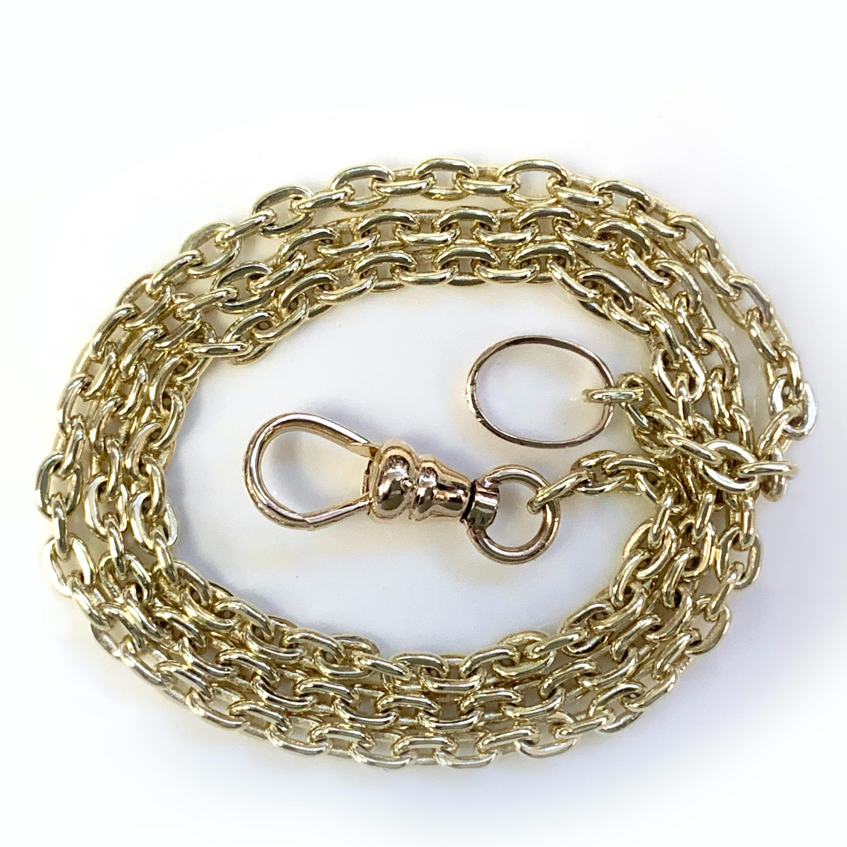 Princess Length Cable or Rolo Chain in Yellow Gold with Rose Gold Swivel Clasp 2