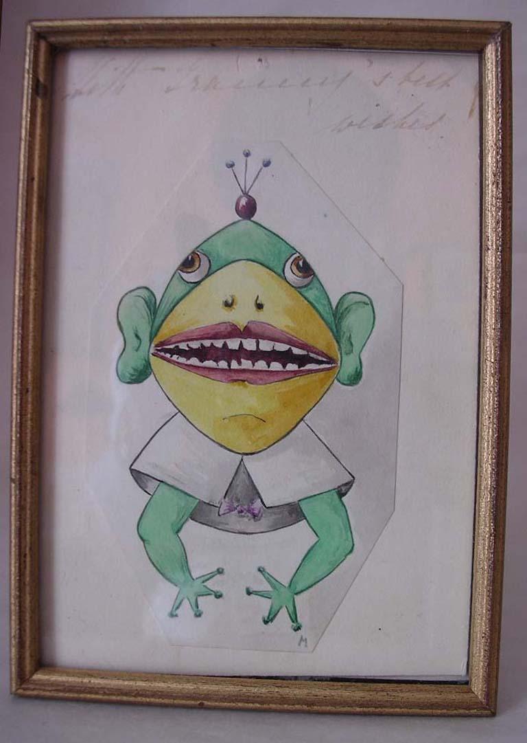 Paper Katouf or Cartoon Figure of a Frog by Princess Marie of Greece, circa 1910 For Sale