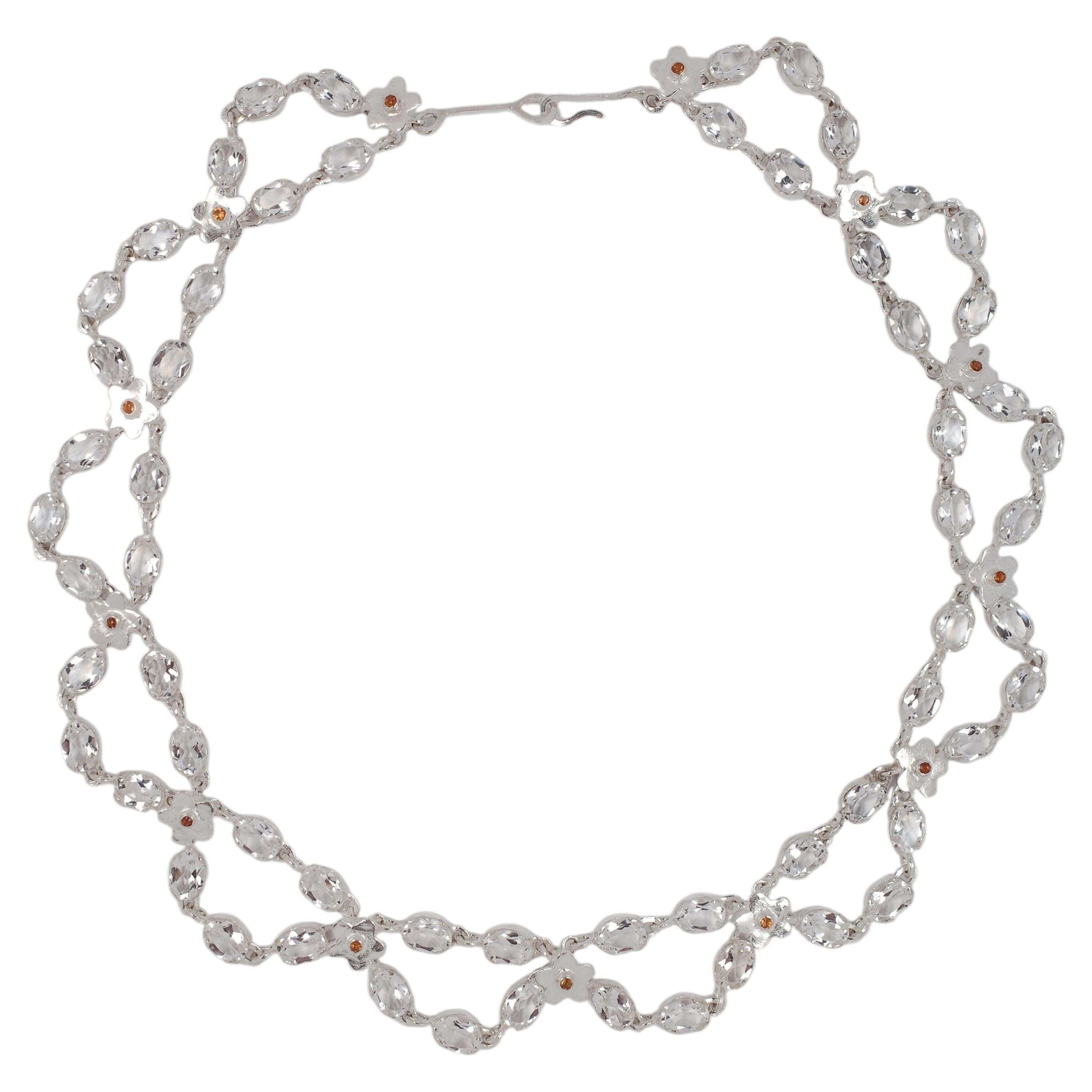 Collier princesse en argent 925, quartz clair et citrine par Shana Cave