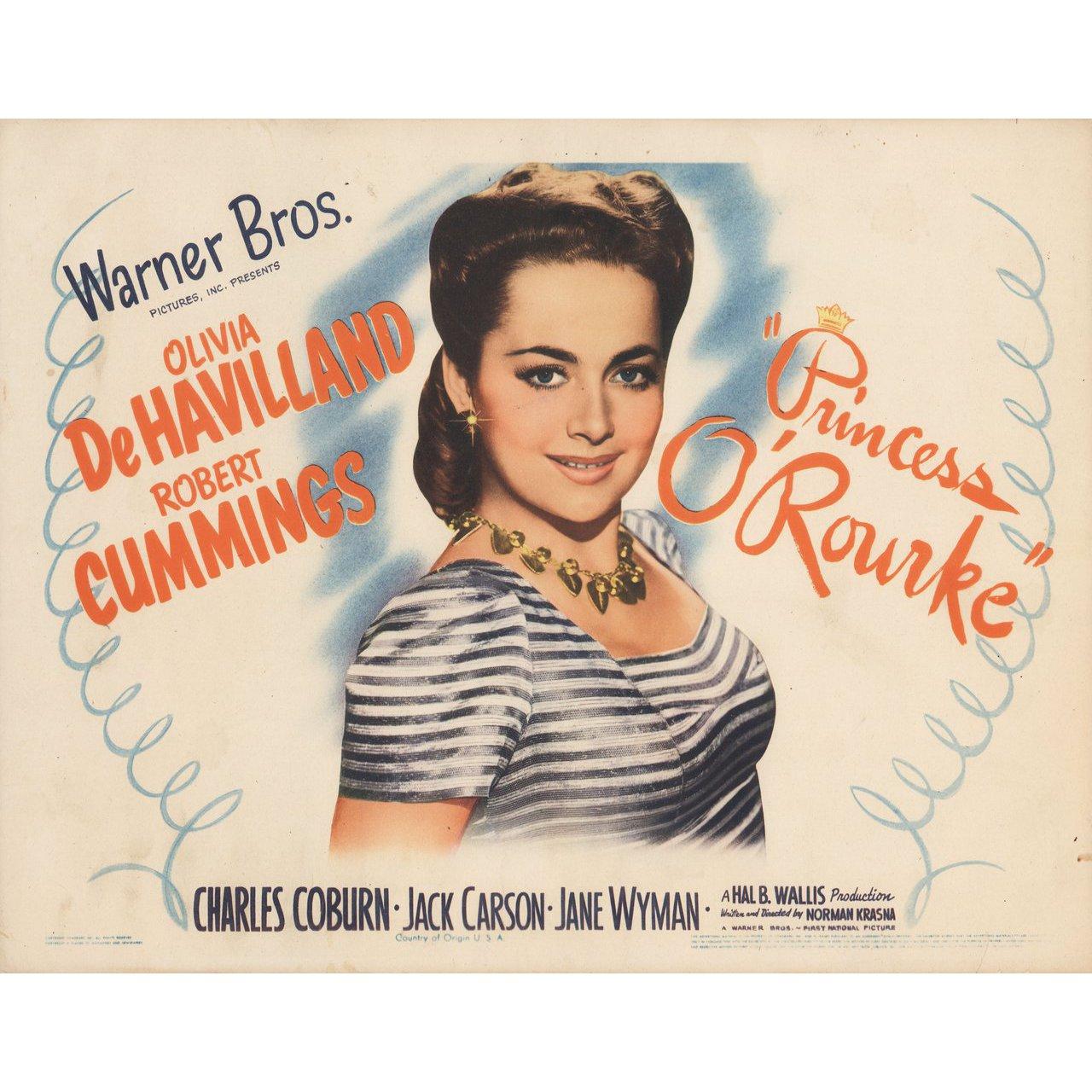 Original 1943 U.S. title card for the film Princess O'Rourke directed by Norman Krasna with Olivia de Havilland / Robert Cummings / Charles Coburn / Jack Carson. Very good-fine condition. Please note: the size is stated in inches and the actual size