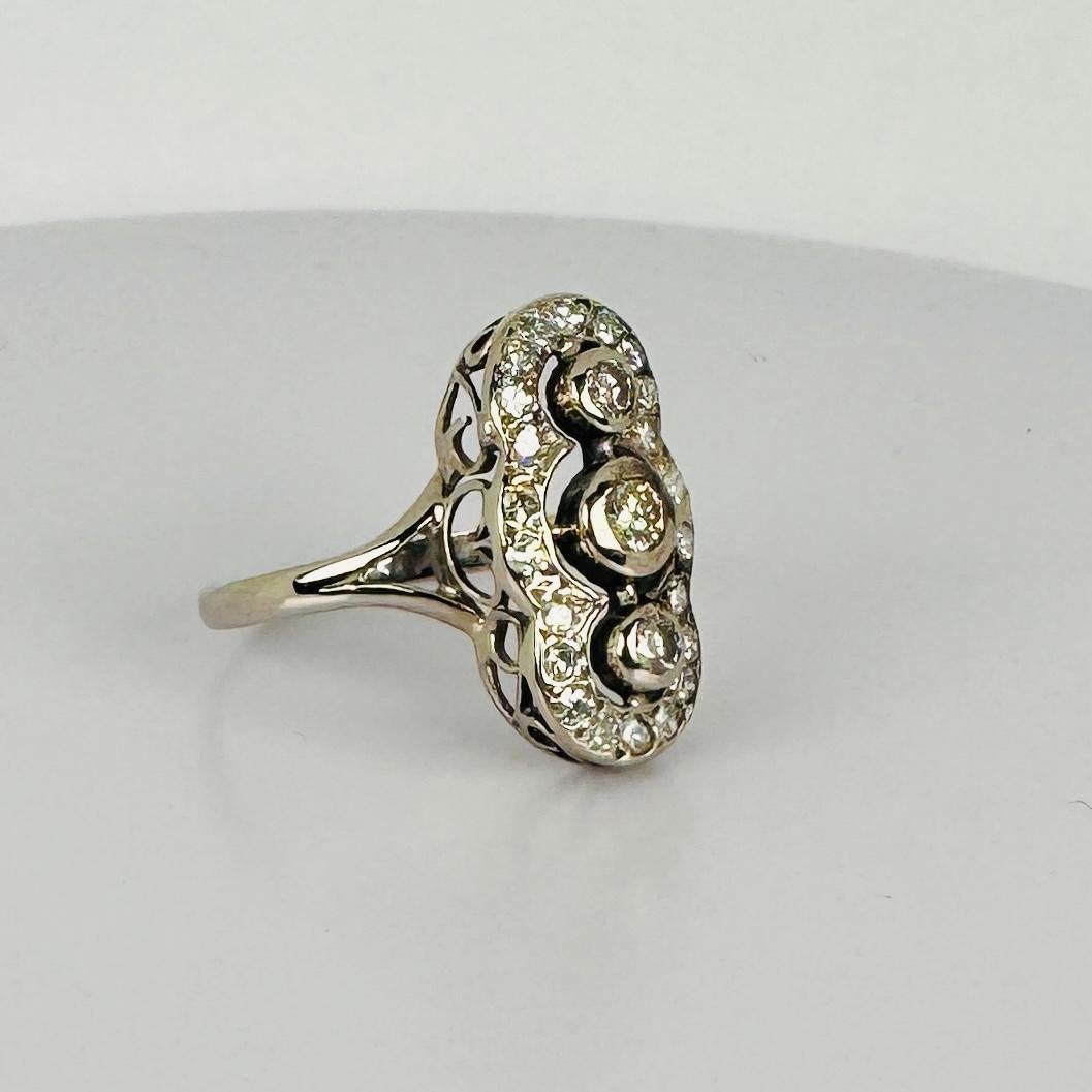 Princess ring  14k White Gold Ring with Rose-Cut and Diamonds Art Deco 4