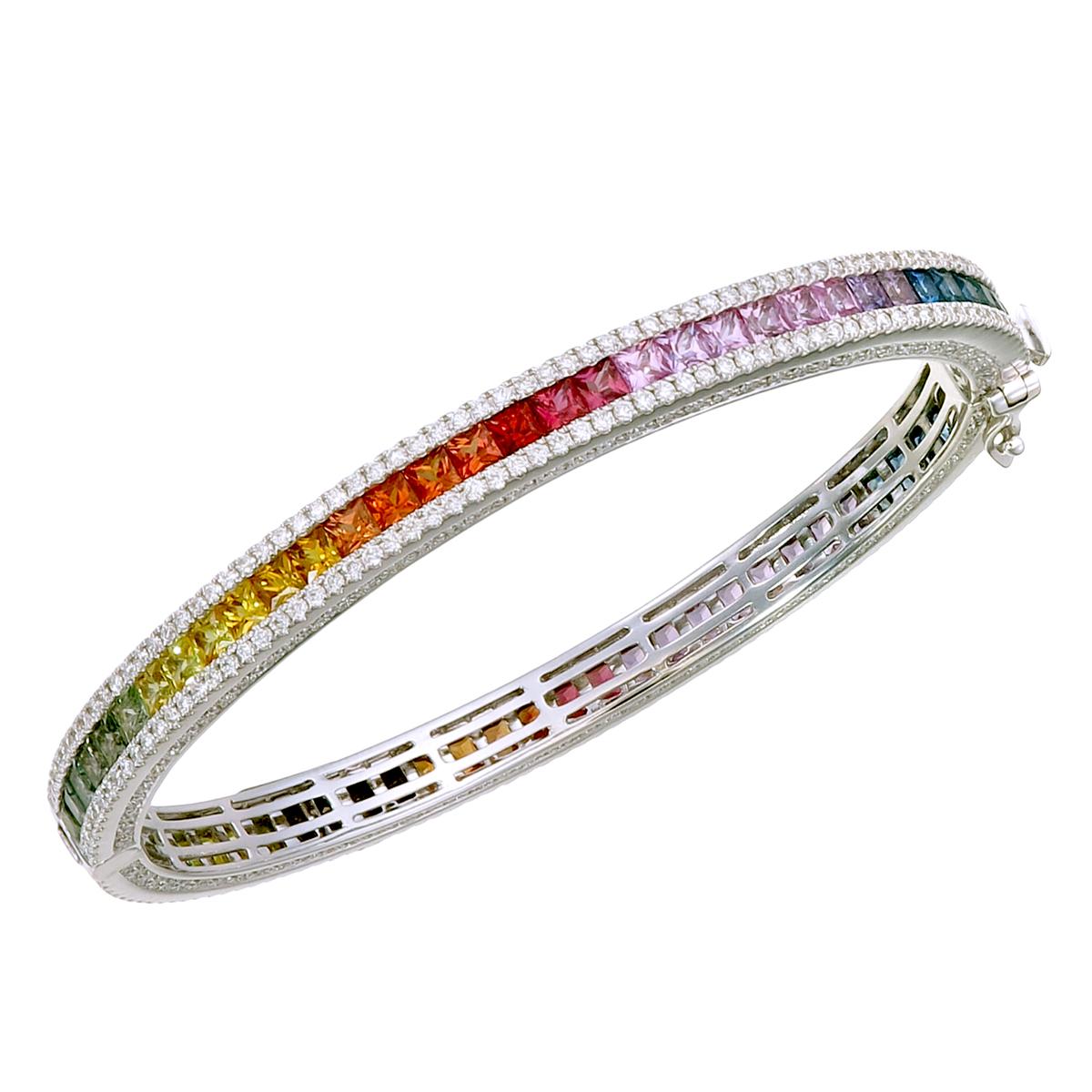 Bangle con rubino e diamanti in oro 18 carati in vendita 3