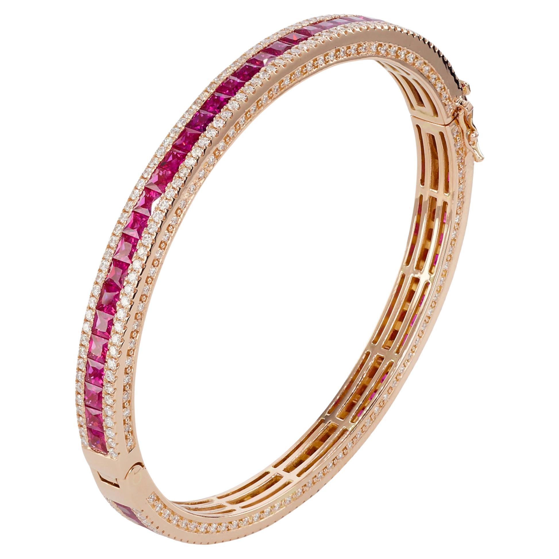 Bracelet en or 18 carats avec rubis et diamants