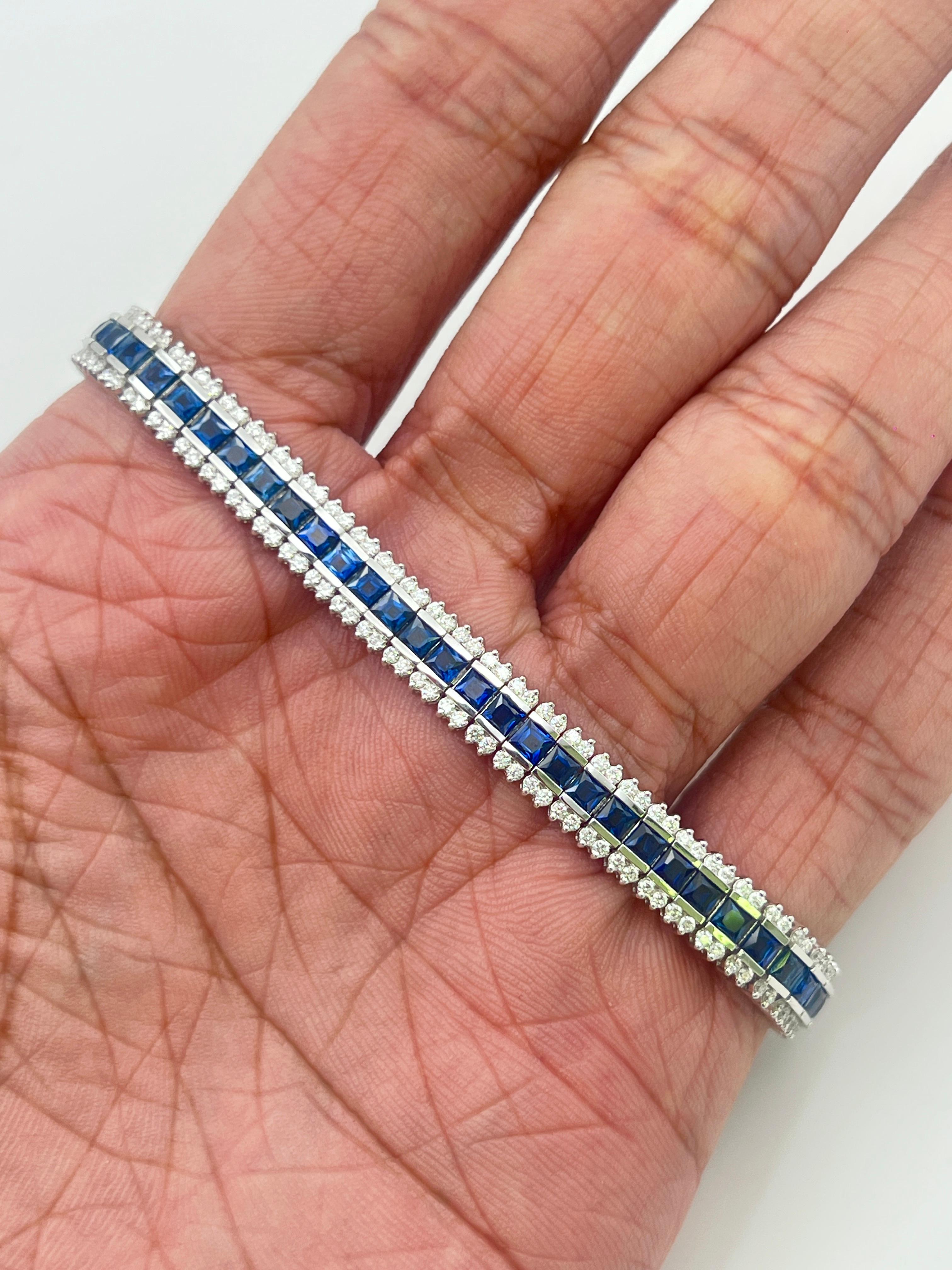 De las mujeres Pulsera de zafiro princesa y diamantes en oro blanco de 18 quilates en venta