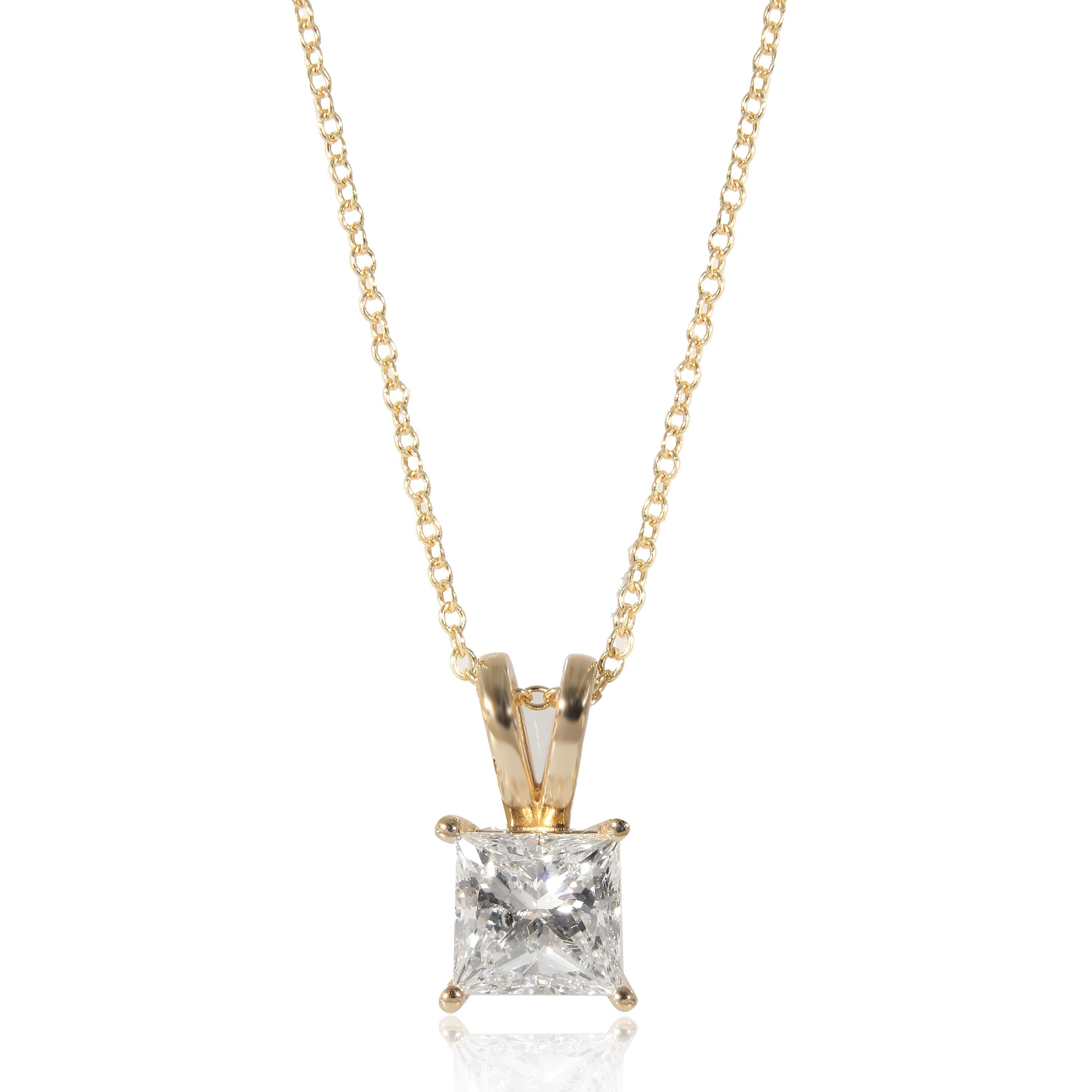 Princess Solitaire Diamond Pendant in 14K Yellow Gold (1.81 CTW) In New Condition For Sale In New York, NY