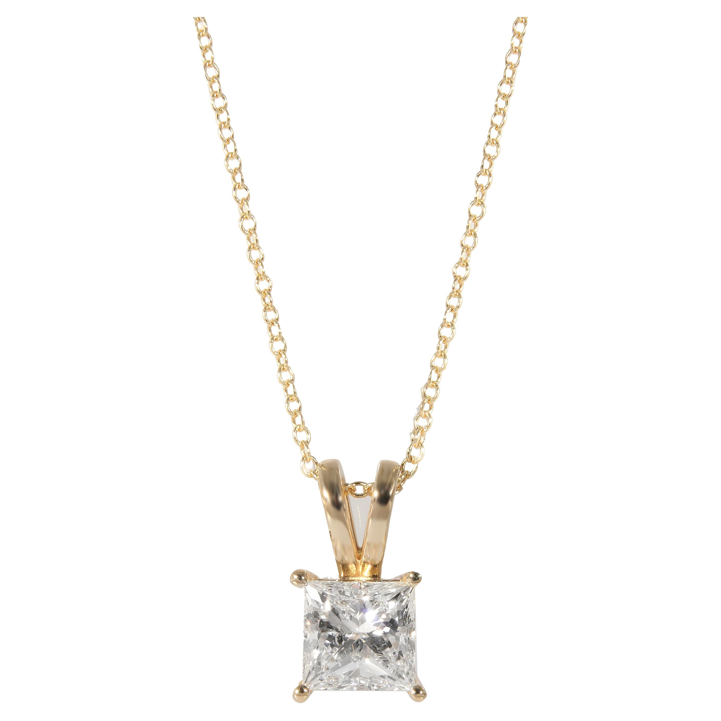 Princess Solitaire Diamond Pendant in 14K Yellow Gold (1.81 CTW)