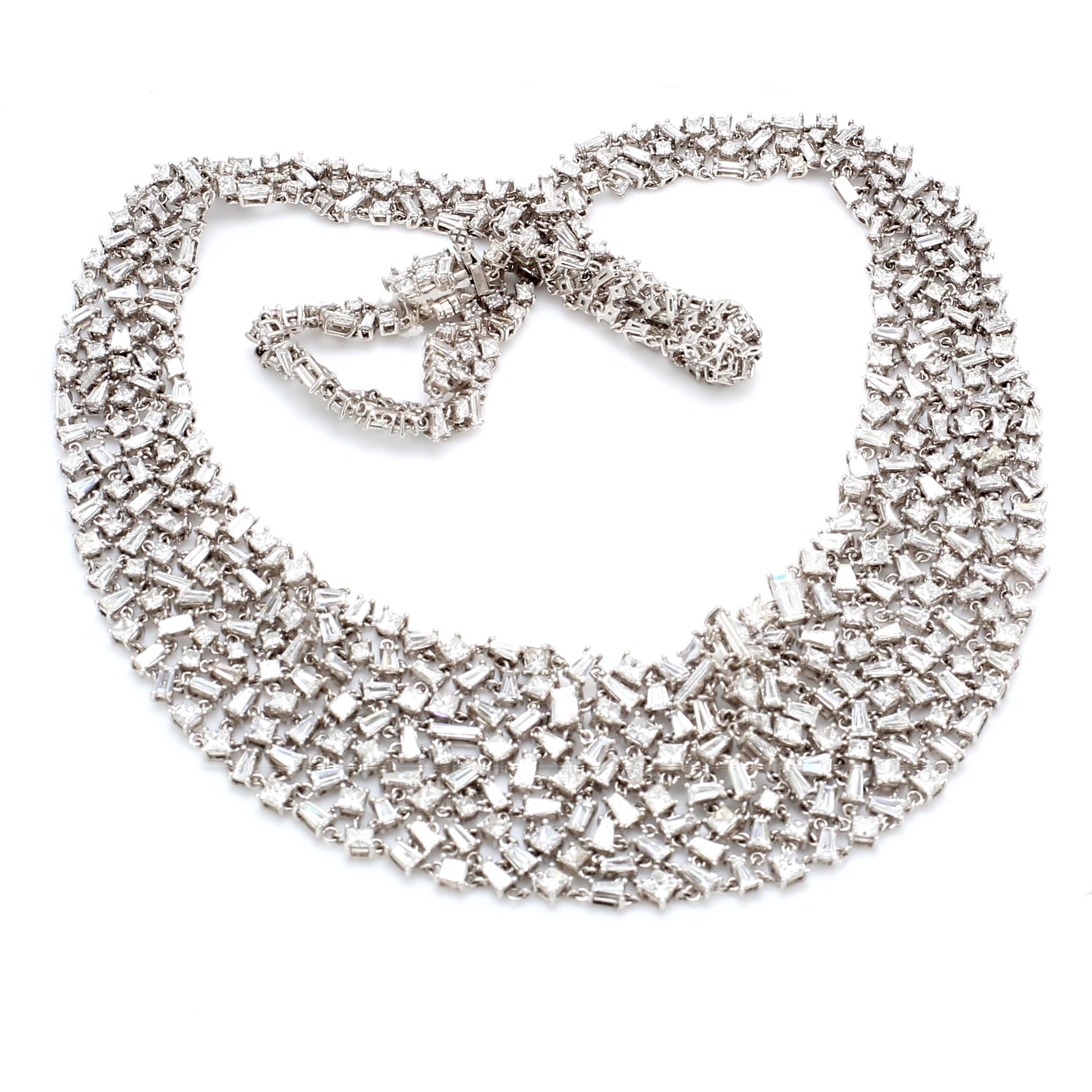 Halskette im Prinzessin-Stil mit Prinzessin- und Baguette-Diamanten.  D22.70ct.t.w. im Zustand „Neu“ im Angebot in Los Angeles, CA