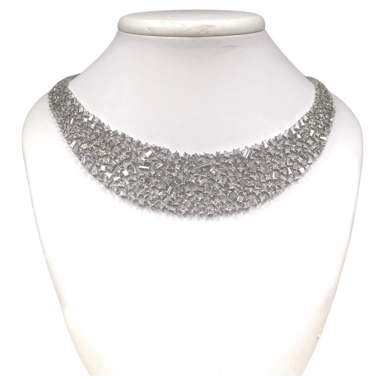 Princess Style Necklace with Princess and Baguette Diamonds.  D22.70ct.t.w. For Sale