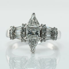 Princess Trillion Diamond  Engagement Ring 14K White Gold 1.95 TDW