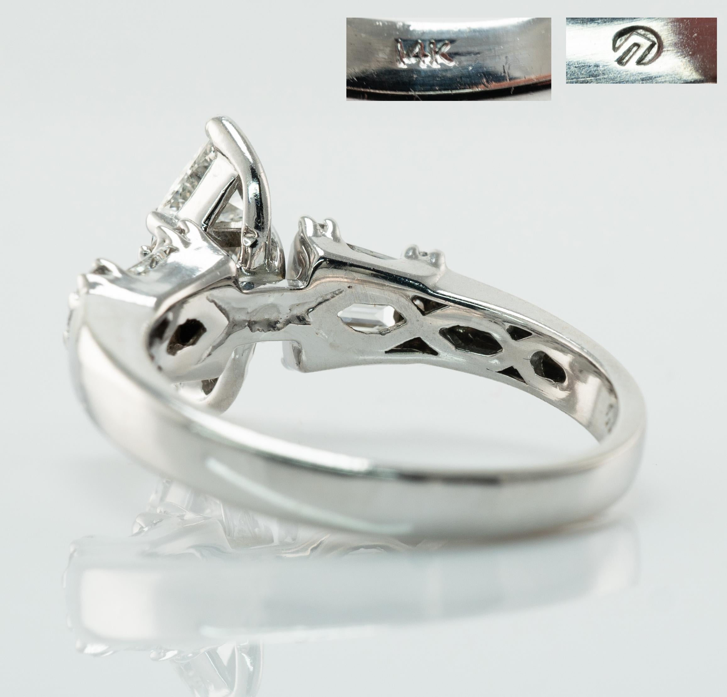     Princess Trillion Diamond  Engagement Ring 14K White Gold 1.95 TDW For Sale 1
