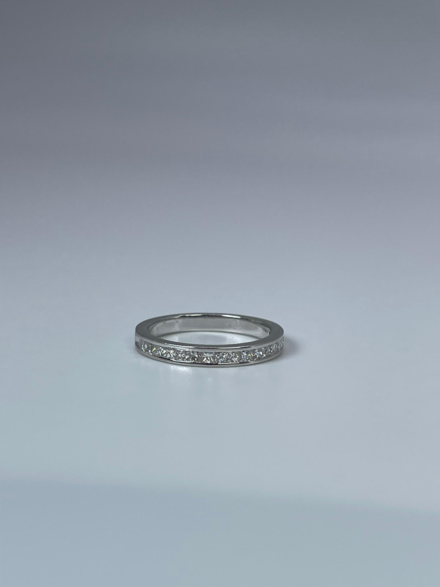 Modernist Princess Wedding Band 14kt White Gold 0.41ct Wedding Band Simple Diamond Ring For Sale