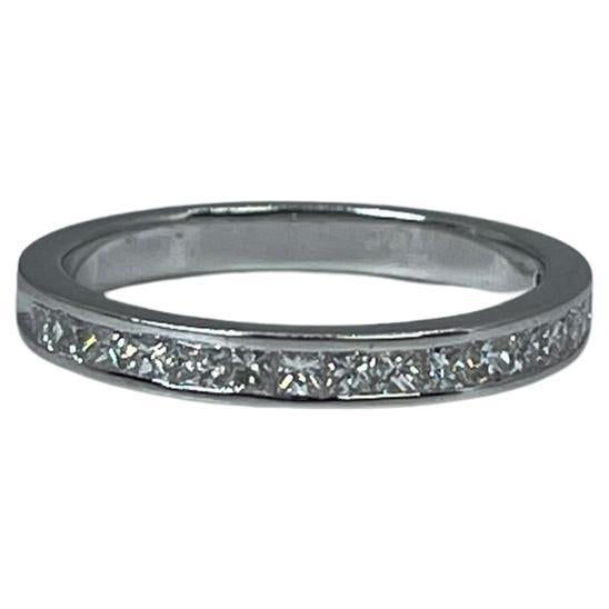 Princess Wedding Band 14kt White Gold 0.41ct Wedding Band Simple Diamond Ring For Sale