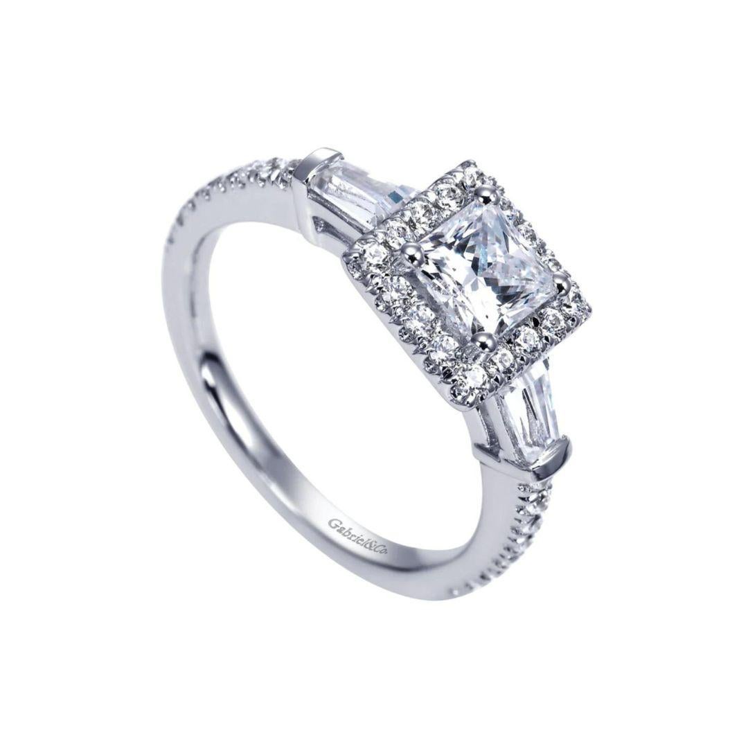 Princess Cut   Princess White Gold Diamond Engagement Mounting For Sale
