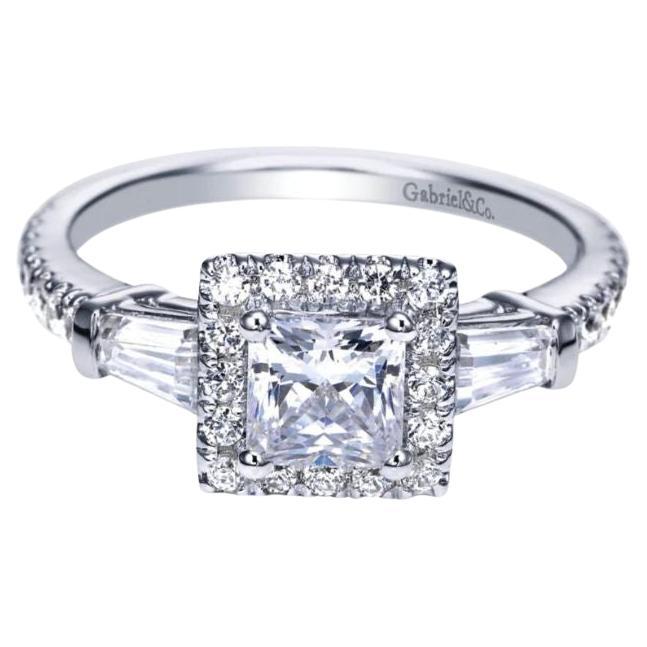   Princess White Gold Diamond Engagement Mounting For Sale