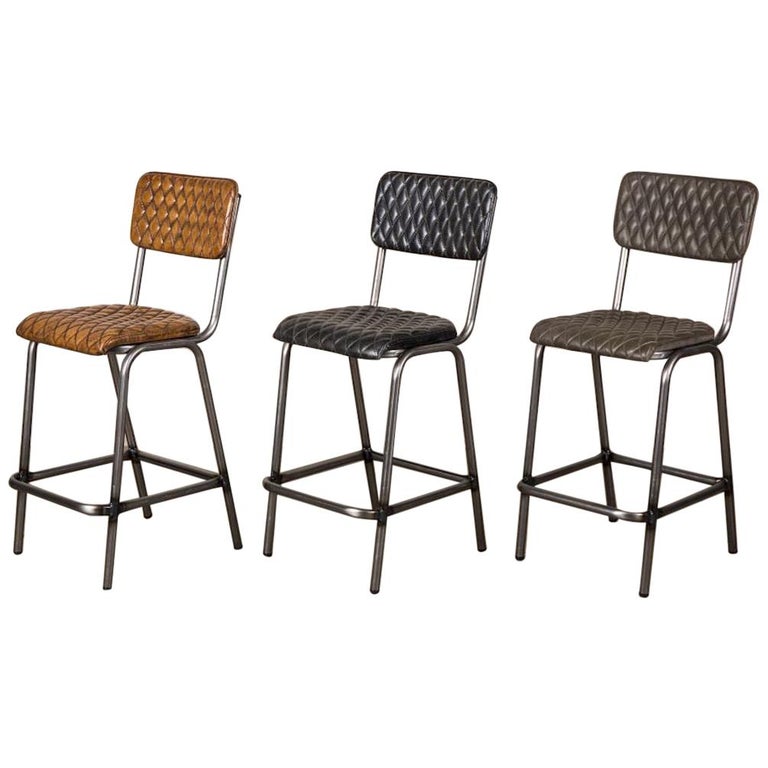 Princeton Leather Upholstered Bar Stools, 20th Century For Sale at 1stDibs