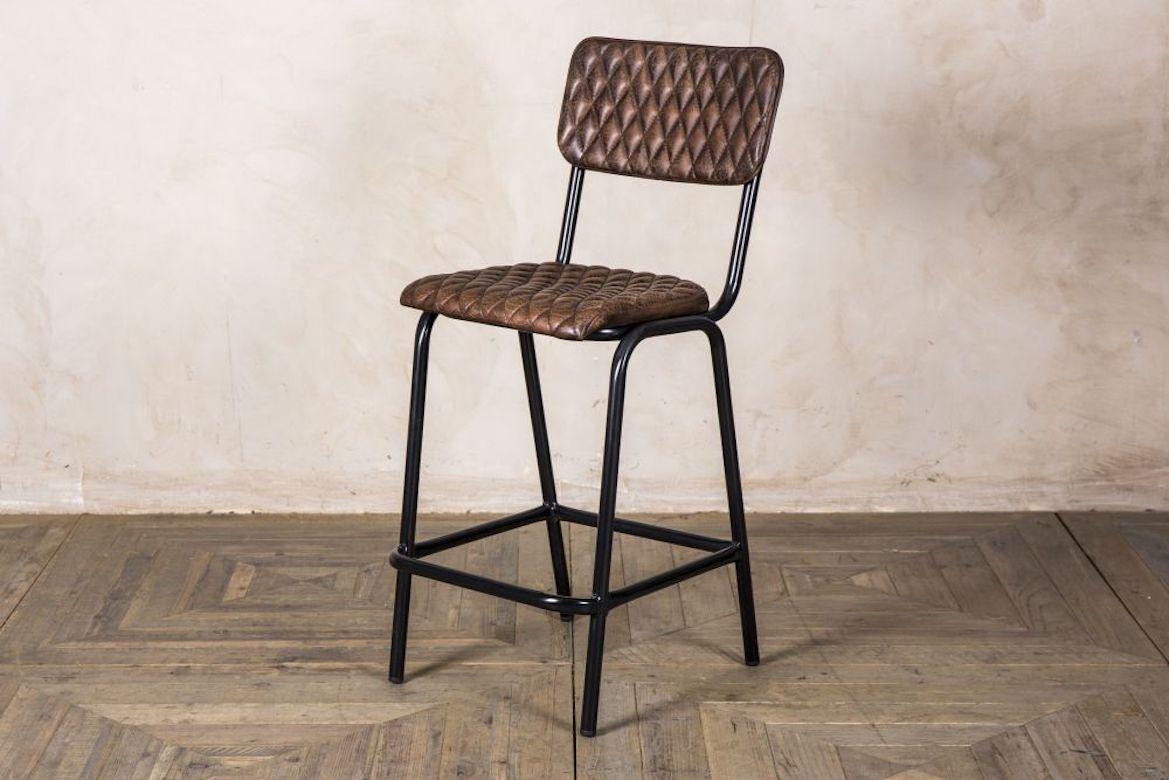 Princeton Quilted Leather Bar Stools, 20th Century For Sale 5