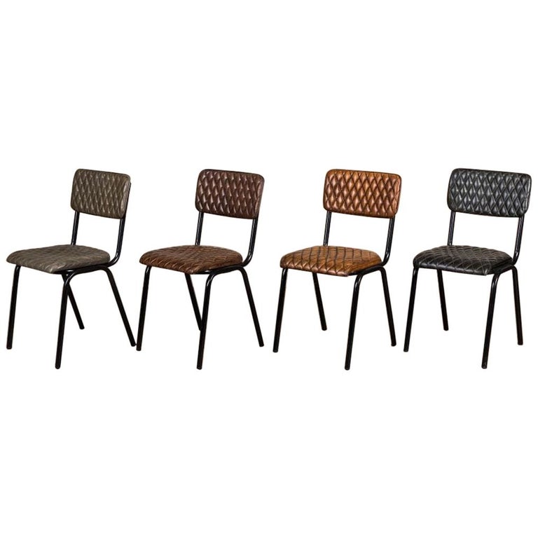 Princeton Quilted Leather Dining Chairs, 20th Century For Sale at 1stDibs