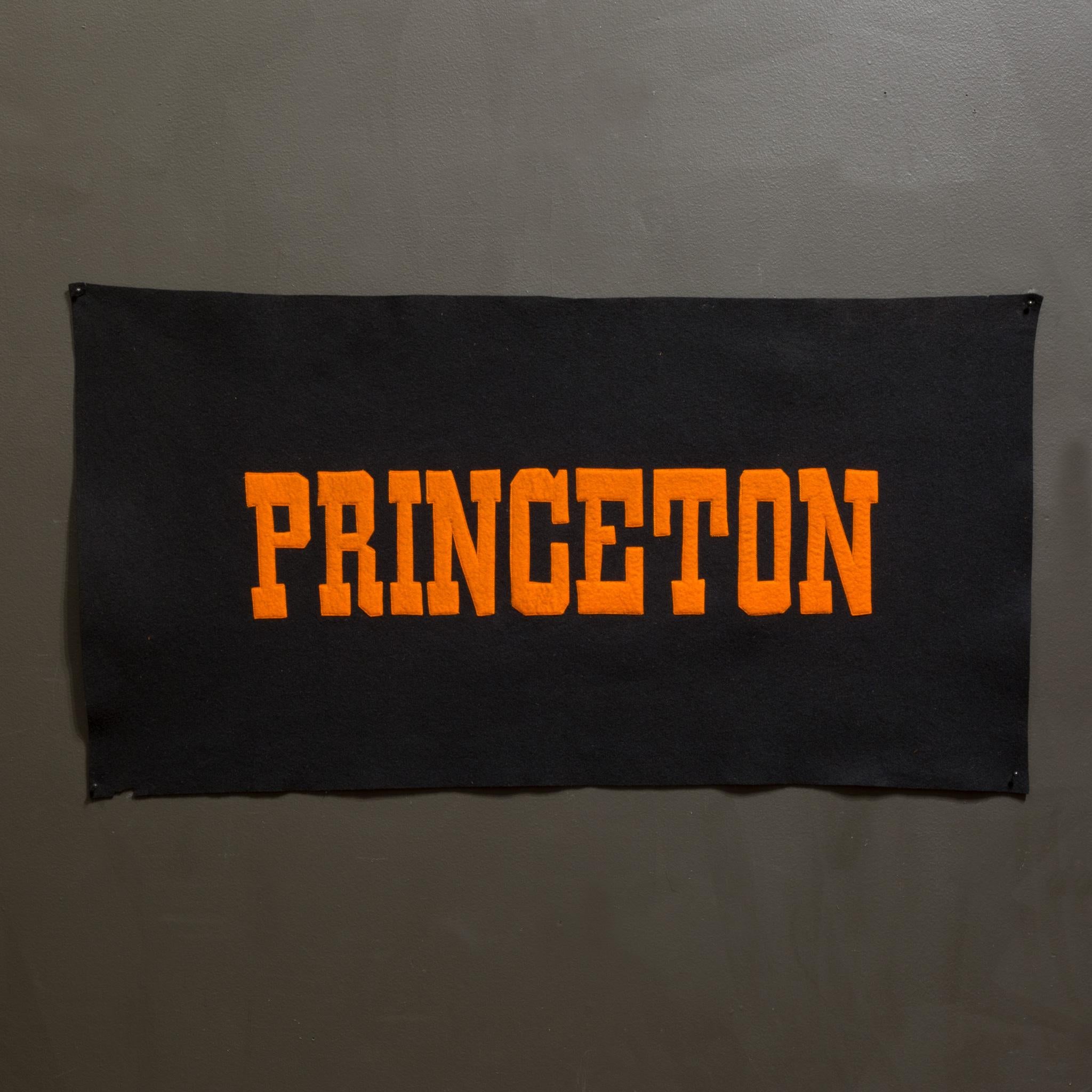ABOUT

An original Princeton University wall banner. Hand sewn letters and numbers.

    CREATOR Unknown.
    DATE OF MANUFACTURE c.1910-1940.
    MATERIALS AND TECHNIQUES Wool.  
    CONDITION Good. Wear consistent with age and use.
    DIMENSIONS