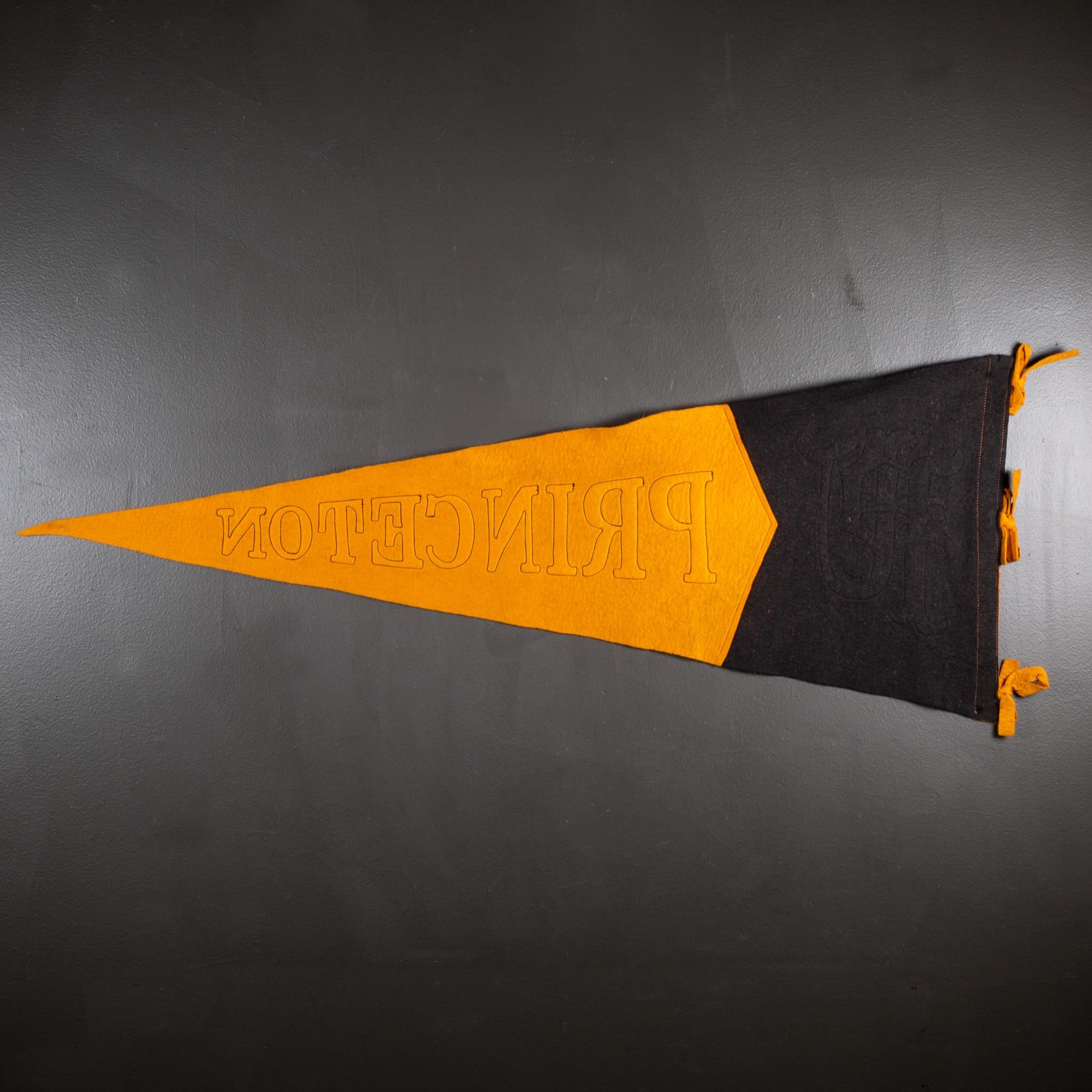 Vintage Princeton University pennant banners with sewn letters and tassels.

Creator A & Co. New York, Wright & Ditson Athletic.
Date of manufacture circa .1920-1940.
Materials And Techniques Felt.
Condition good. Wear consistent with age and