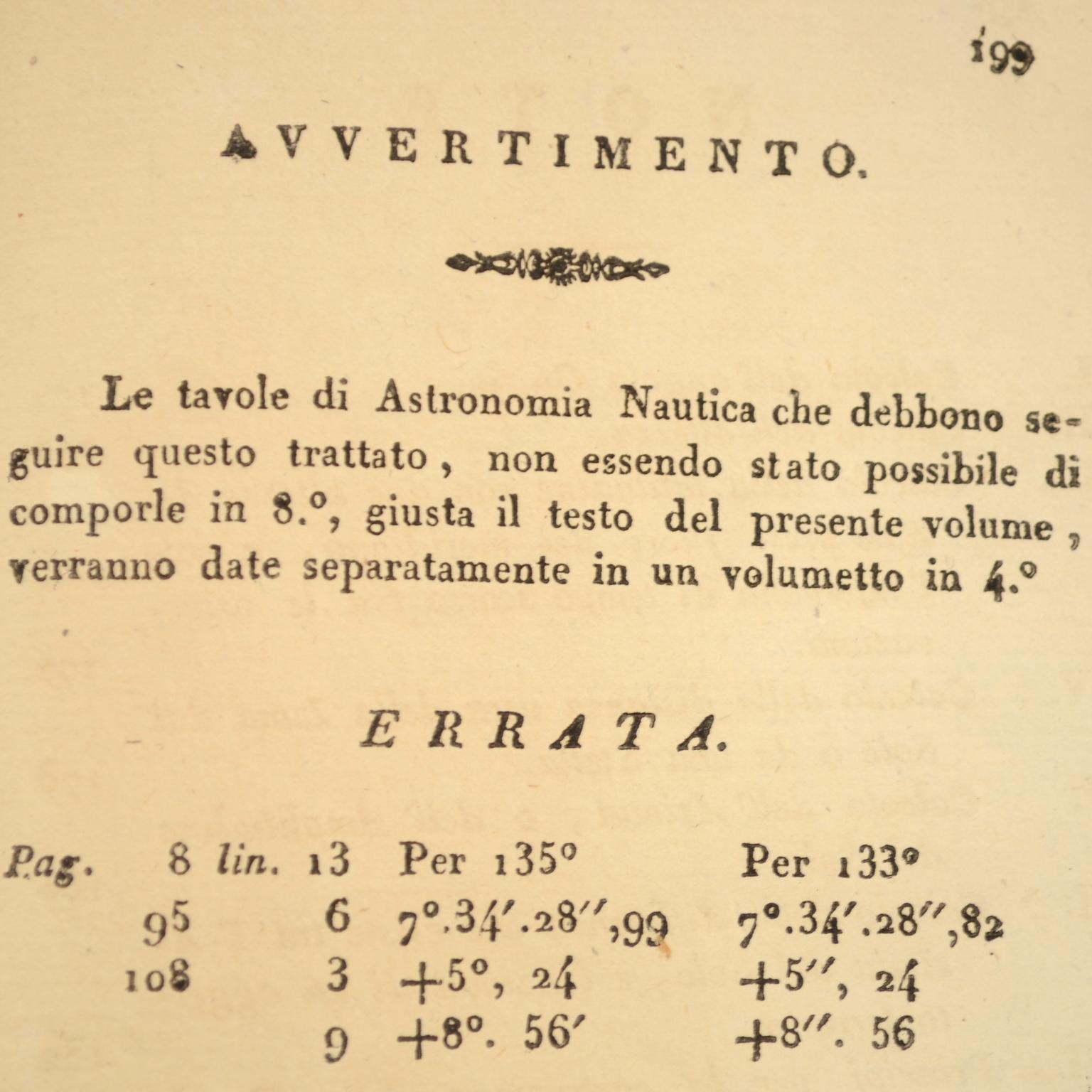 Principles of Nautical Astronomy Antique  Book by M. De Rossel Naples, 1819 In Excellent Condition In Milan, IT