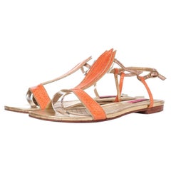 Pring, Gold and orange snakeskin sandals