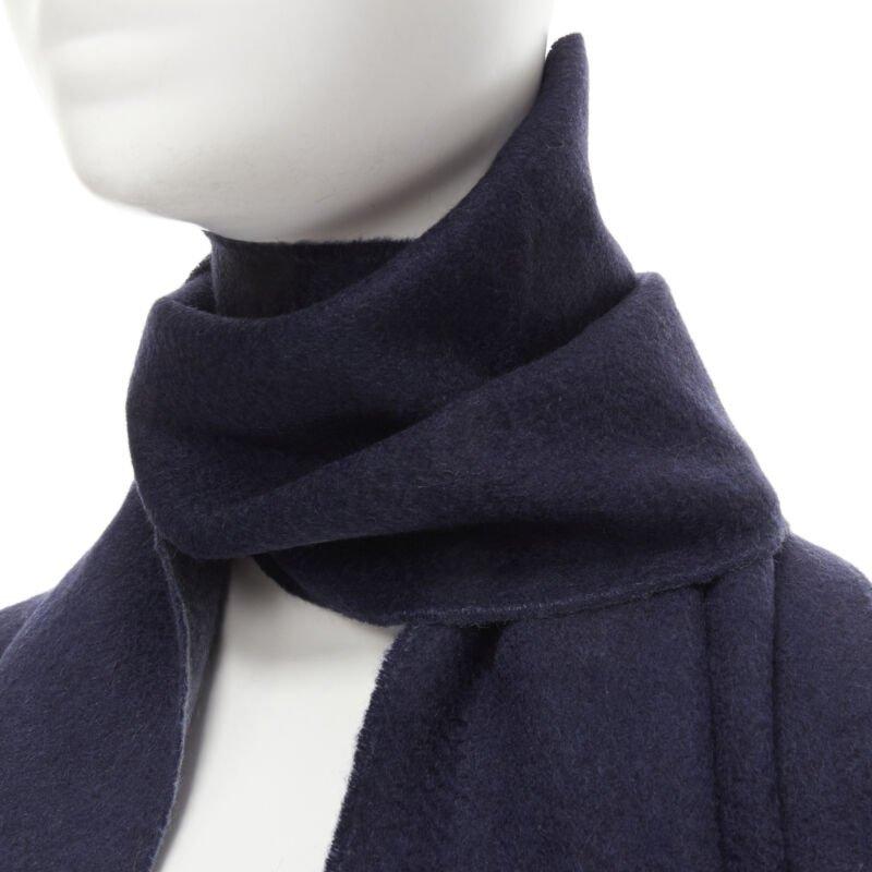 PRINGLE OF SCOTLAND 100% cashmere navy blue tassel fringe scarf For Sale 1