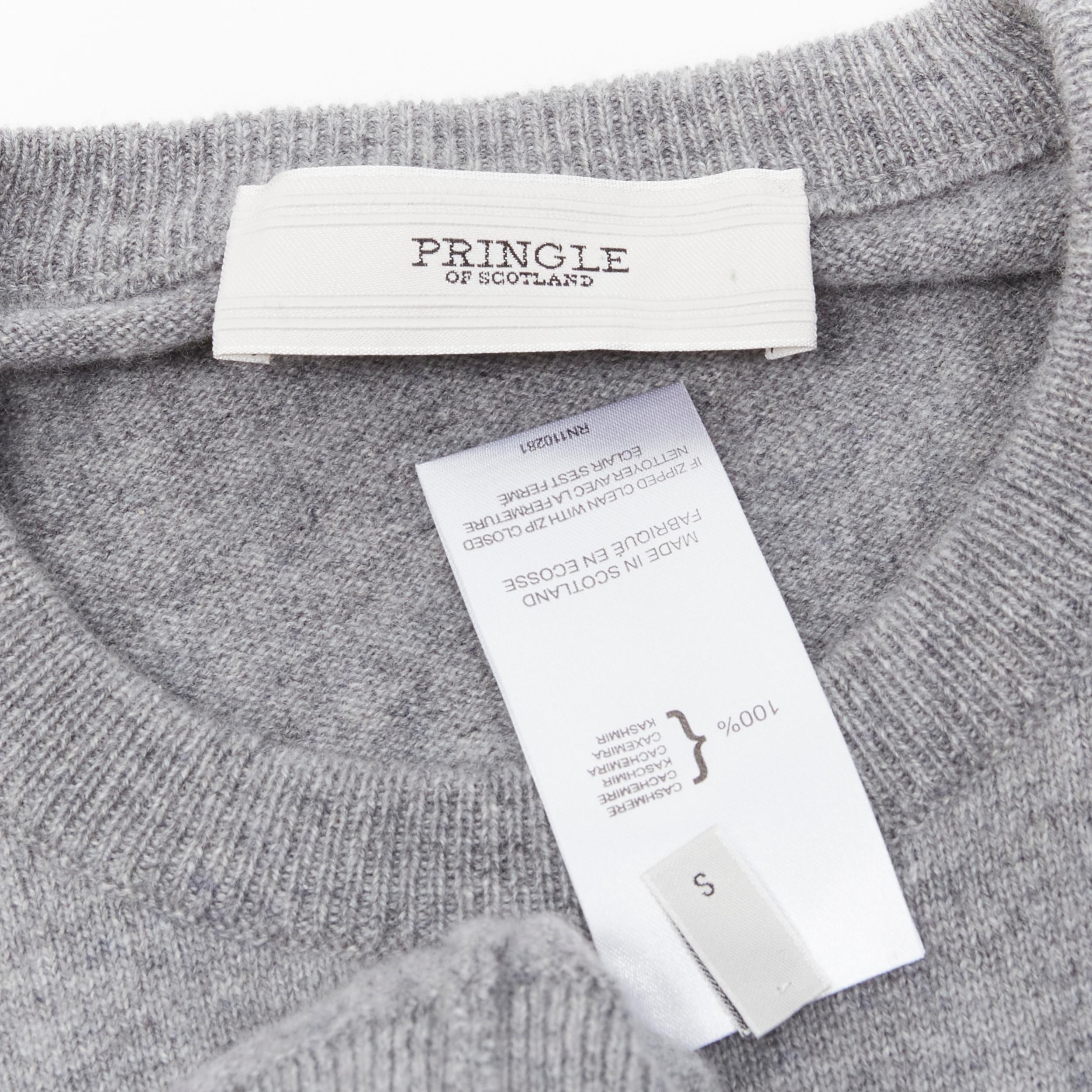 PRINGLE OF SCOTLAND Rolling Stone 100% cashmere grey  tongue pullover sweater S 3