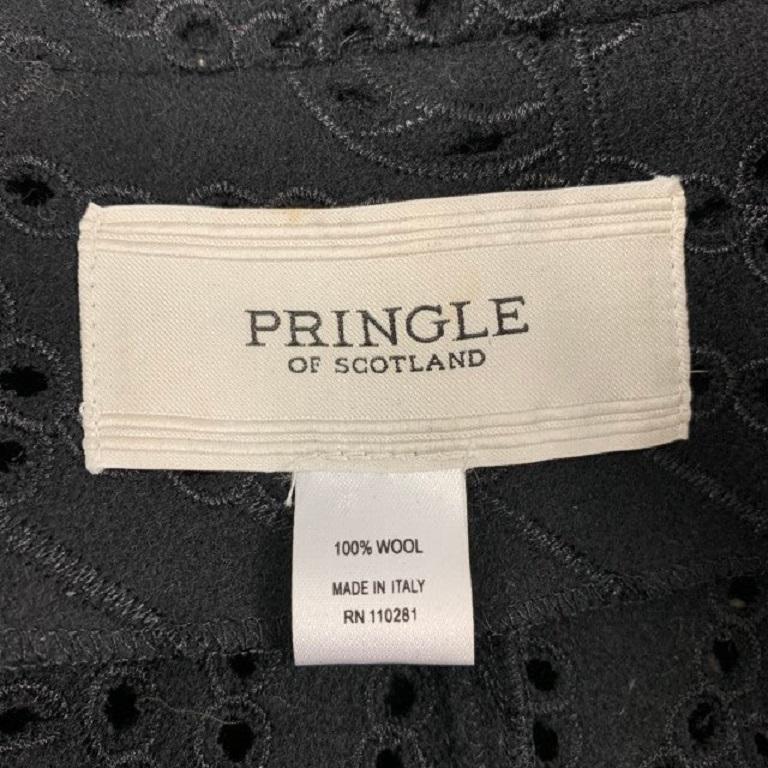 PRINGLE of SCOTLAND Größe 6 Schwarze Bluse aus Wolle mit Ösenbluse mit Ösen 1