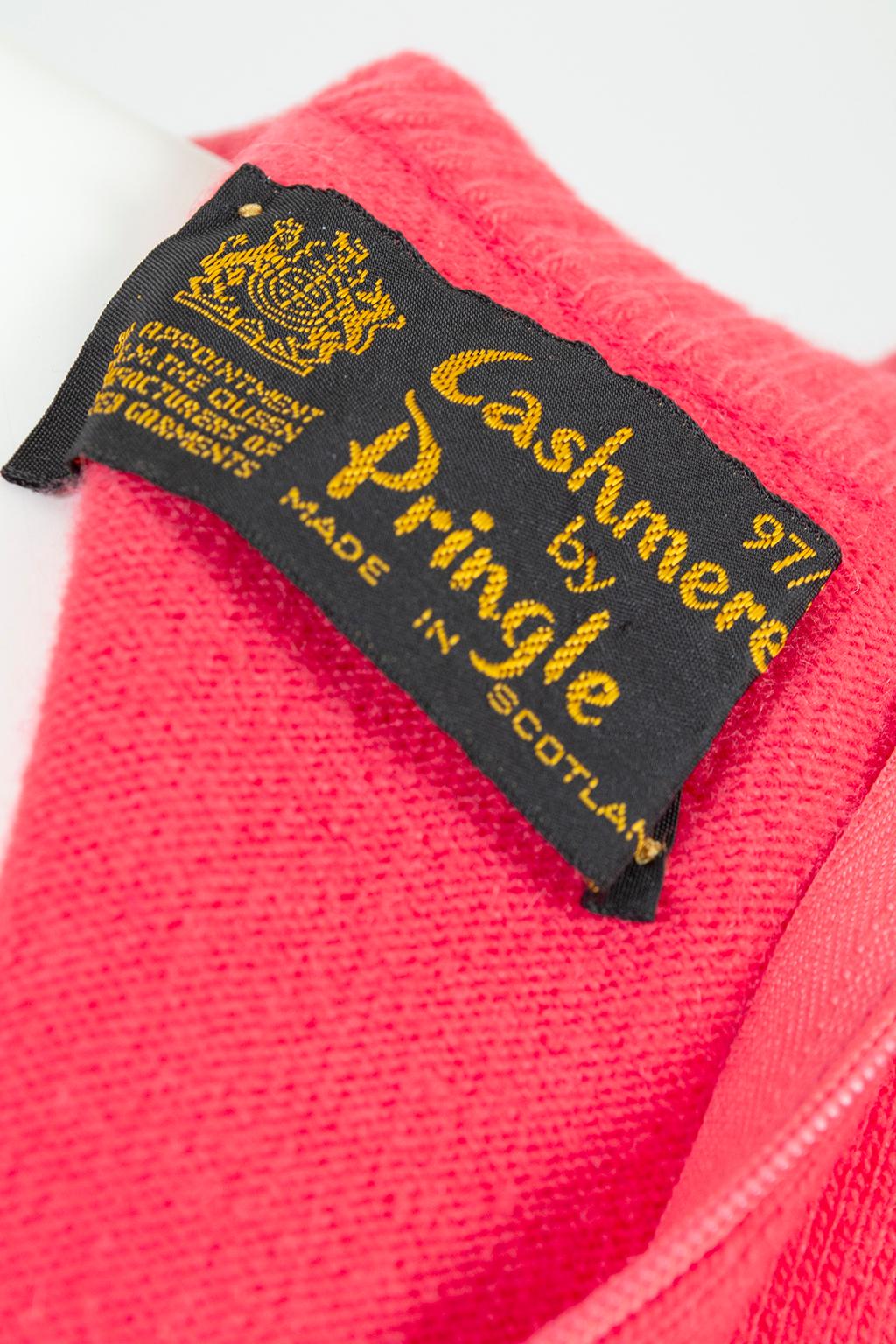 Pringle of Scotland Watermelon Pink Cashmere Back-Zip Ski Turtleneck – M, 1960s 3
