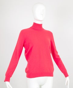 Pringle of Scotland Watermelon Pink Cashmere Back-Zip Ski Turtleneck – M, 1960s