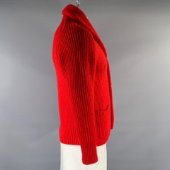 PRINGLE Size L Red Knit Wool Shawl Cardigan