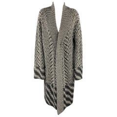 PRINGLE Size M Gray Pattern Cashmere Knit Cardigan Coat