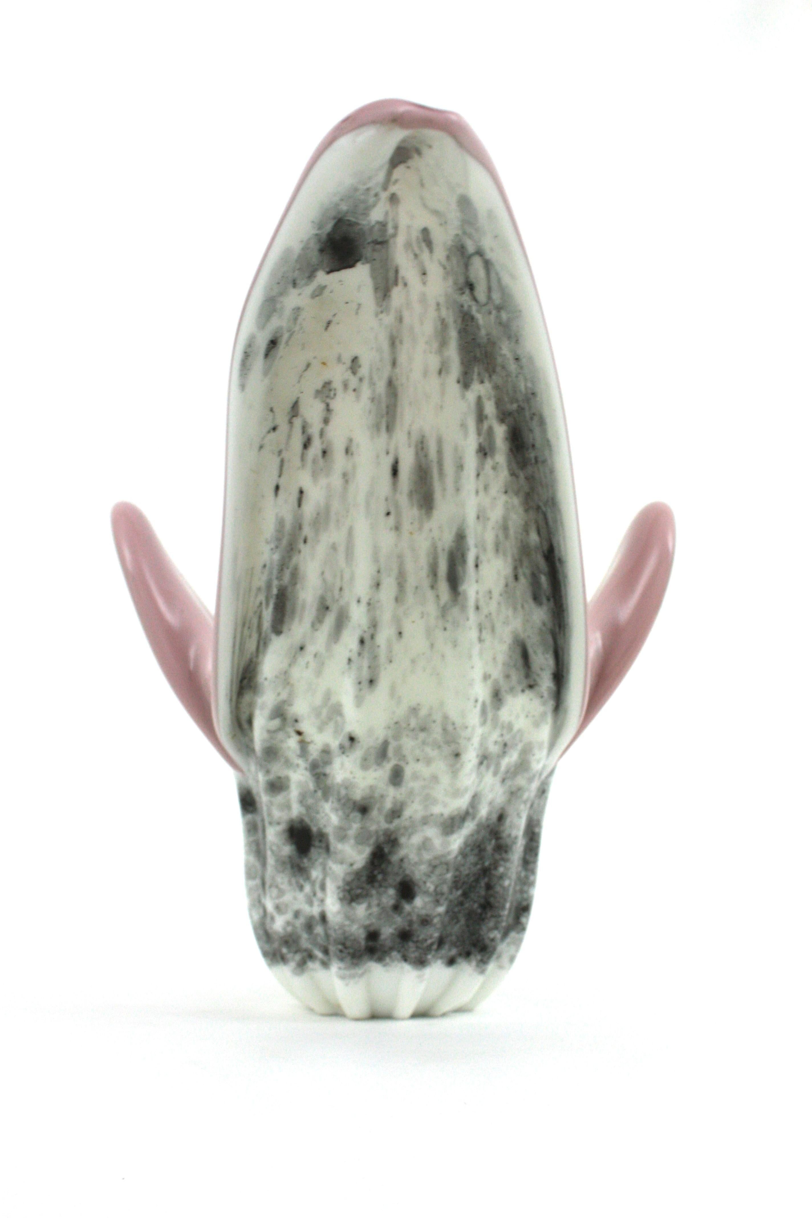 Centro de mesa animal print en vidrio opalino morado, blanco y gris, Italia Años 60 en venta 7