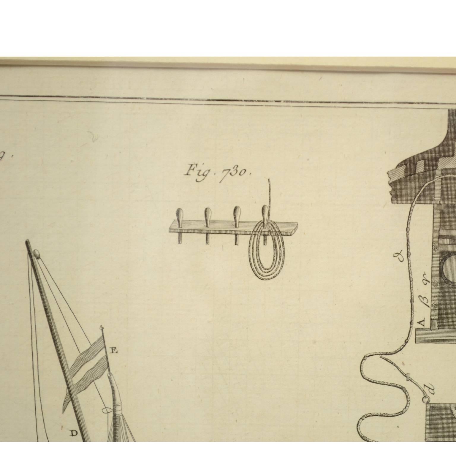 Gravure sur cuivre tirée de l'Encyclopédie de Panckoucke Sujet nautique 1782-1832 en vente 1