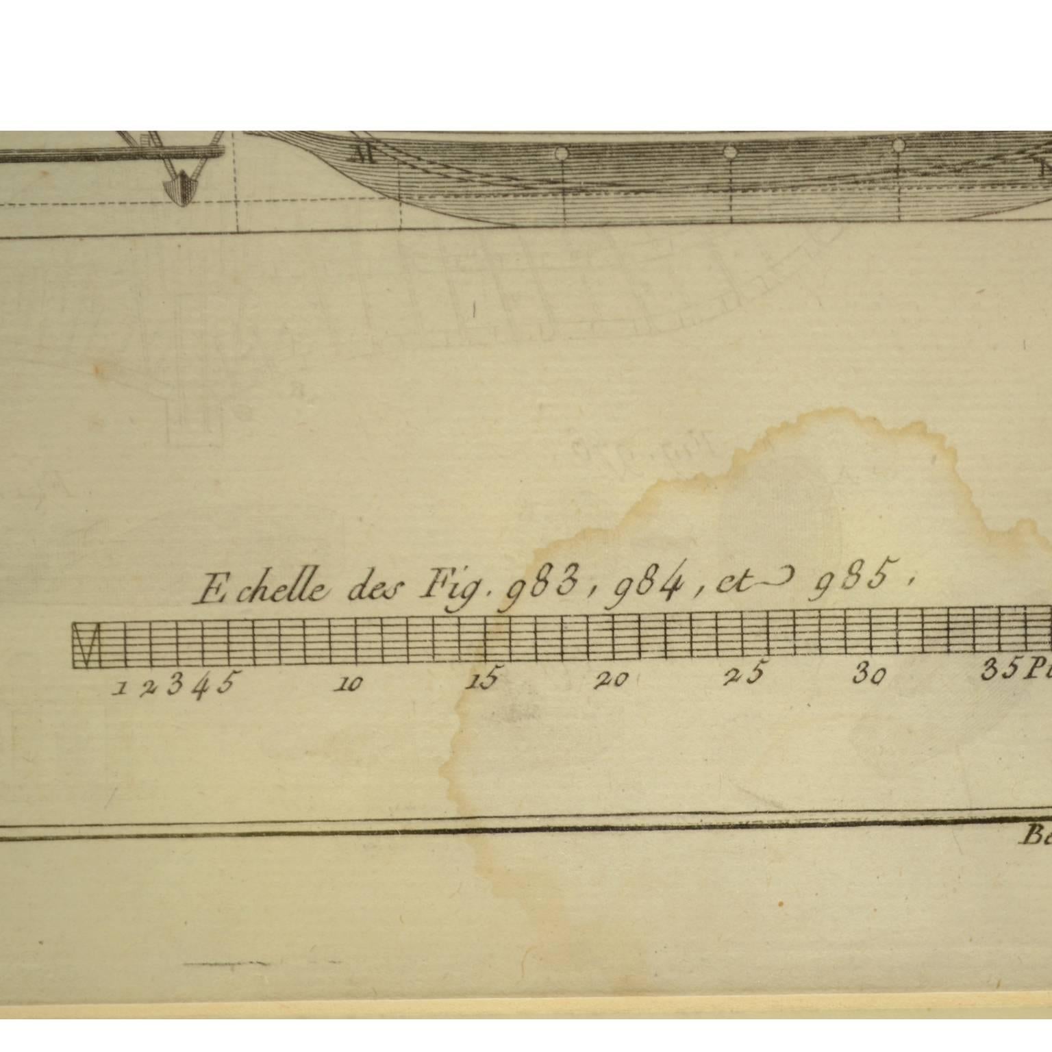 Gravur Druck  Aus dem Panckoucke Encyclopdie Nautisches Thema 1782-1832 im Angebot 1