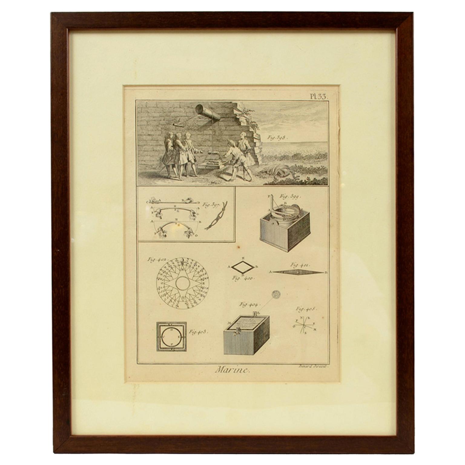 Engraving Print from the Panckoucke Encyclopédie Nautical Subject 1782-1832 For Sale