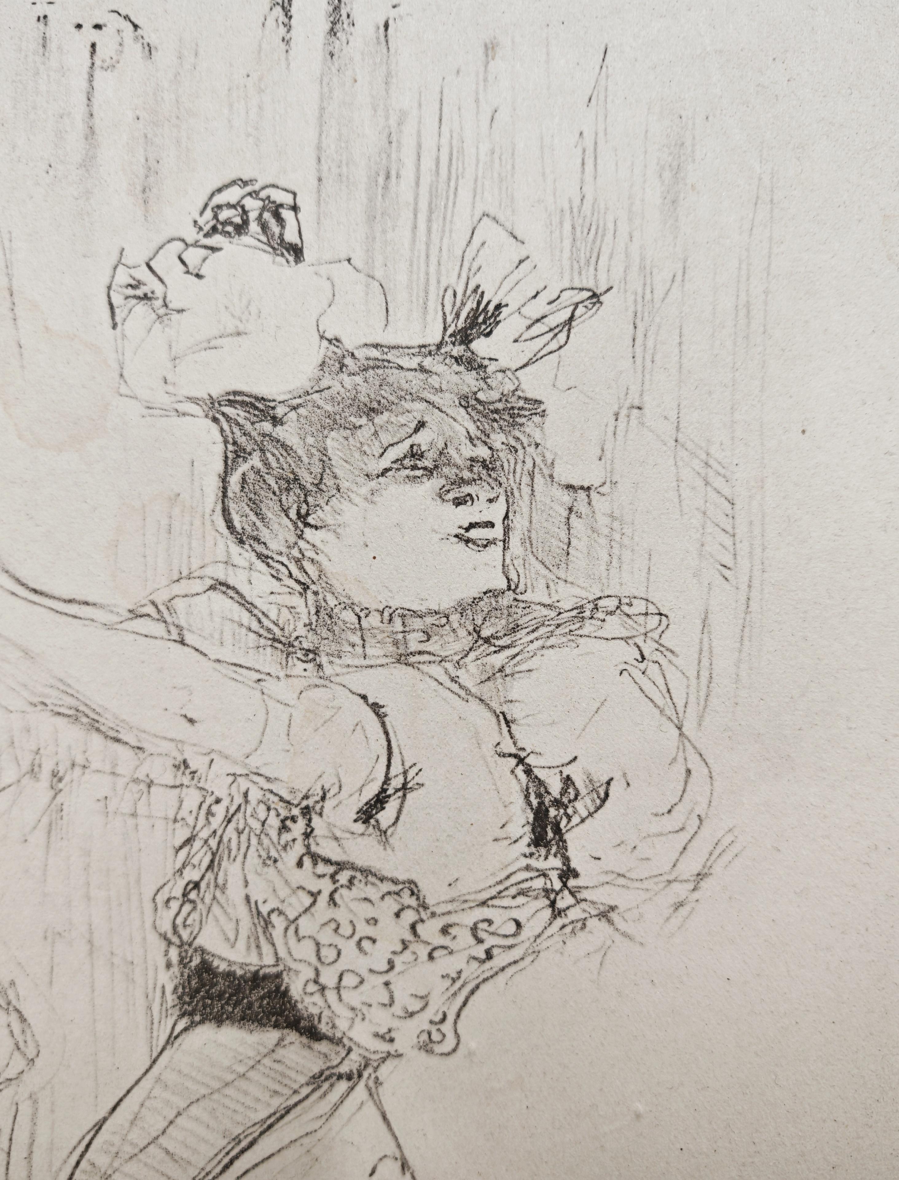 Print by Henri de Toulouse-Lautrec, featuring the cabaret singer Yvette Guilbert In Good Condition For Sale In Beograd, RS