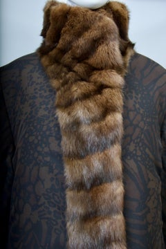 Print Coat with Sable Trim, Reversible