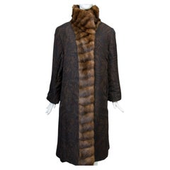 Print Coat with Sable Trim, Reversible