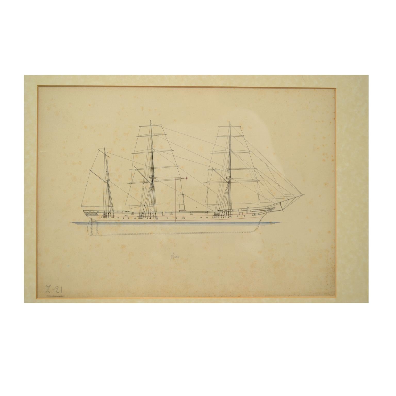 Print depicting a schooner, no. 1 of 400 copies signed Z21, made in the mid-19th century. Non-coeval briarwood frame; measures with frame 50 x 40 cm.
Shipping is insured by Lloyd's London.