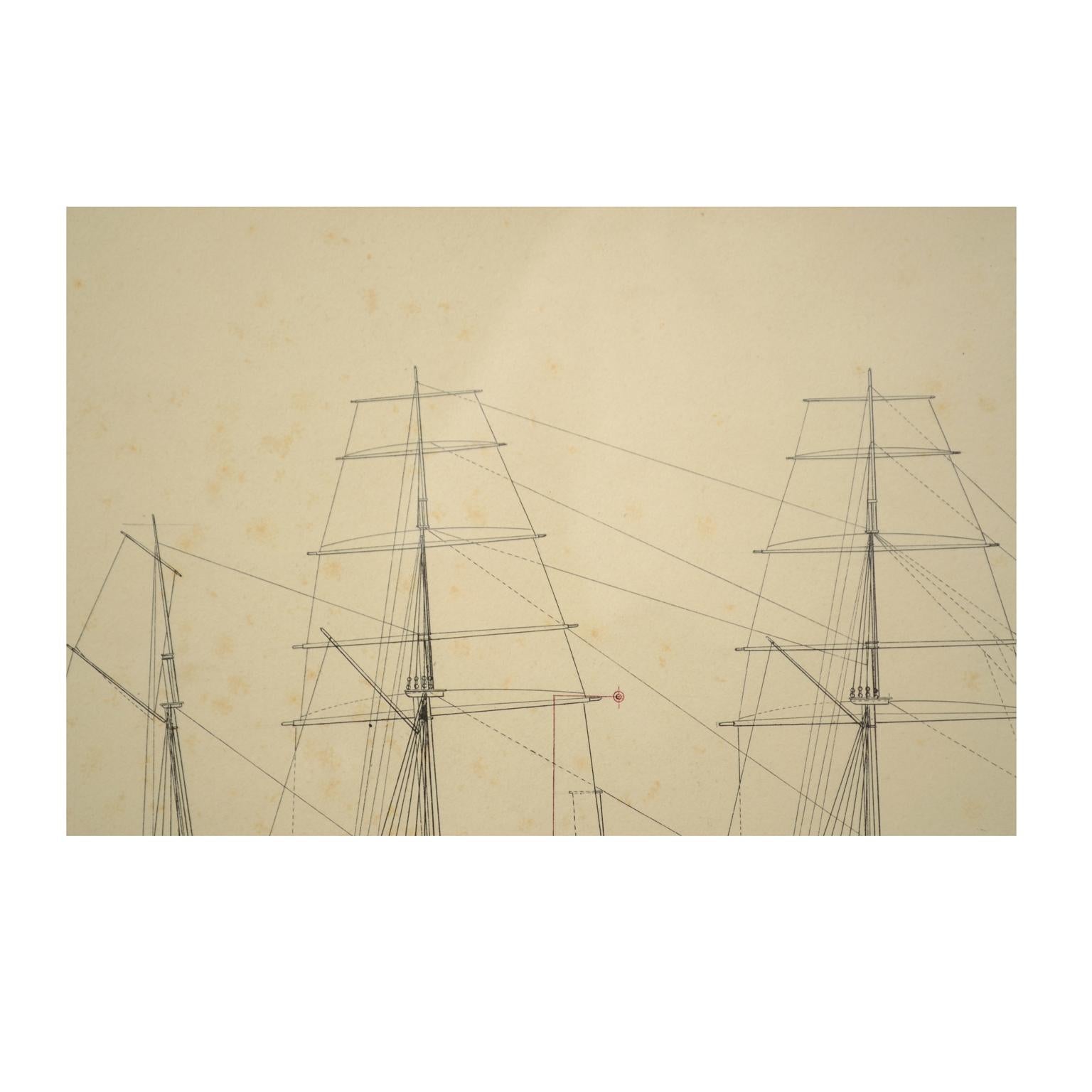British Print no. 1 of 400 Depicting a Nautical Schooner Made in the Mid-19th Century For Sale