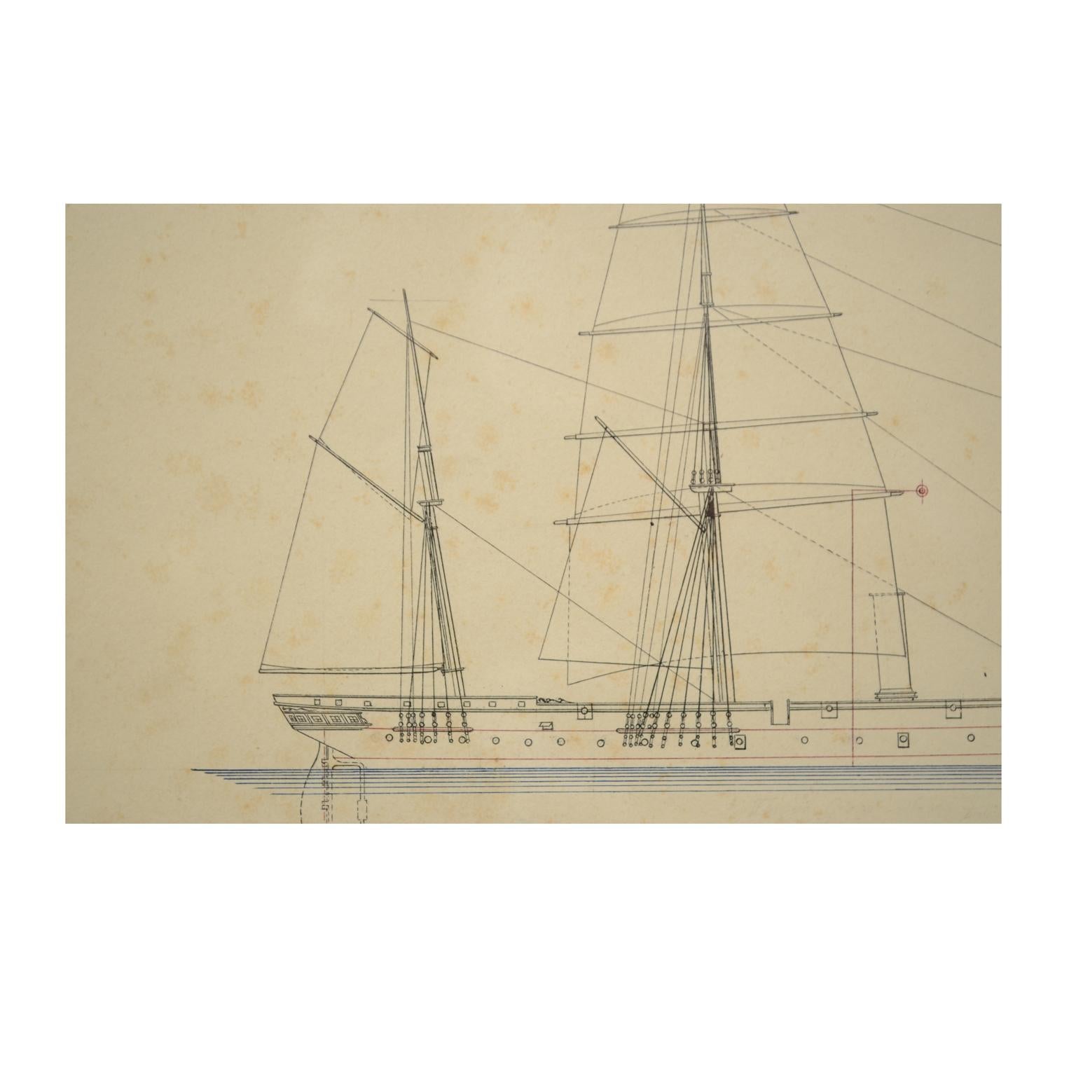 Paper Print no. 1 of 400 Depicting a Nautical Schooner Made in the Mid-19th Century For Sale