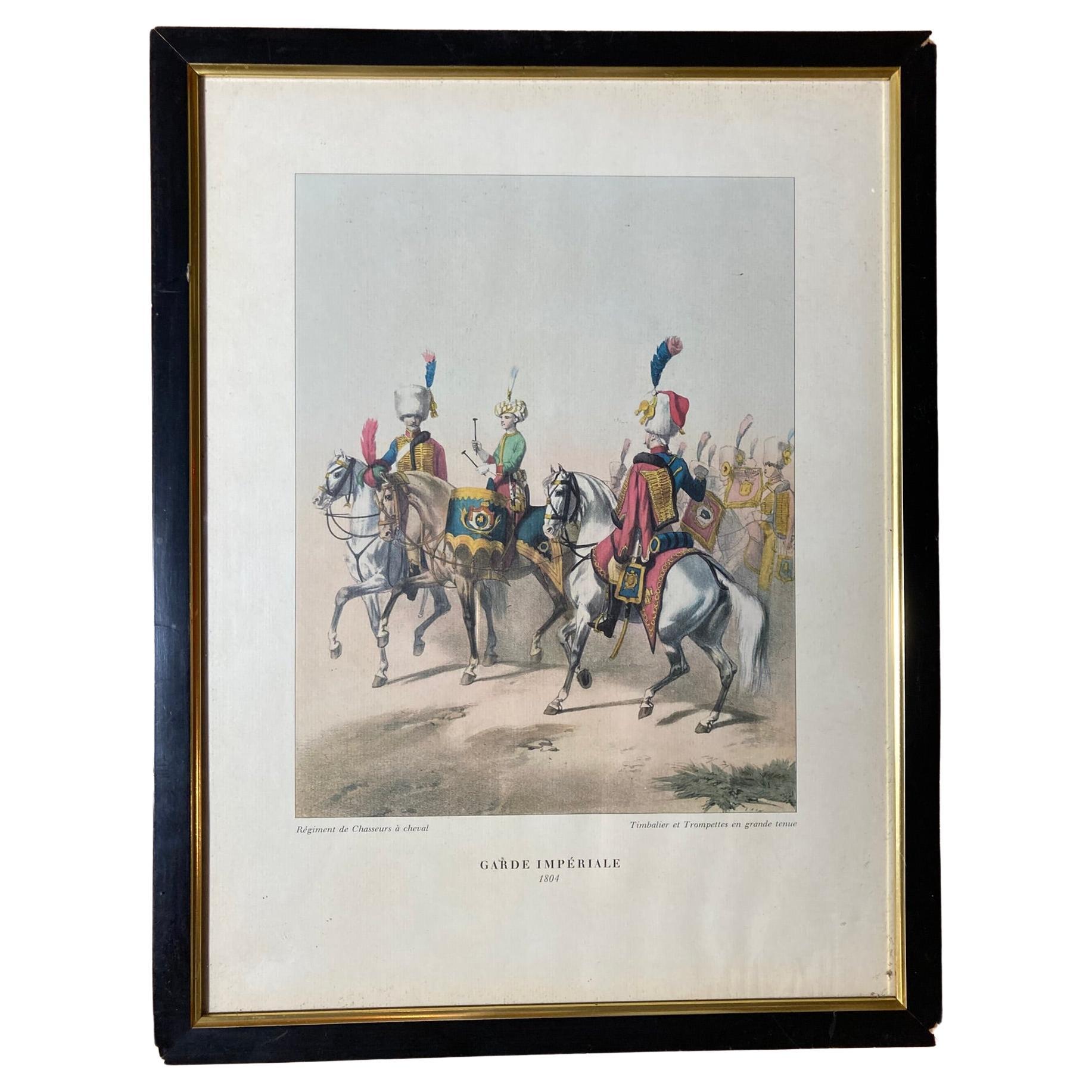 Print depicting soldiers of the Mounted Chasseurs of the Imperial Guard