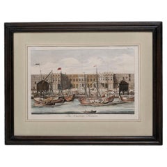 Antique Print, Hand-Colored, Copperplate, Engraved, Custom House, William Maitland