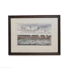 Print, Handcolored, Copperplate, Engraved, London Bridge, William Maitland, 1739