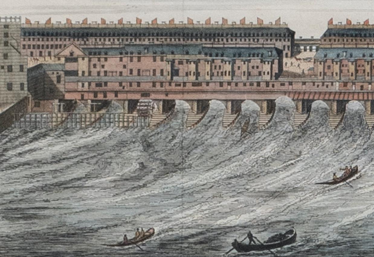 Druck, handkoloriert, Kupferblech, graviert, London Bridge, William Maitland, 1739 im Zustand „Gut“ im Angebot in BUNGAY, SUFFOLK