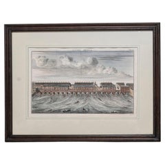 Antique Print, Handcolored, Copperplate, Engraved, London Bridge, William Maitland, 1739